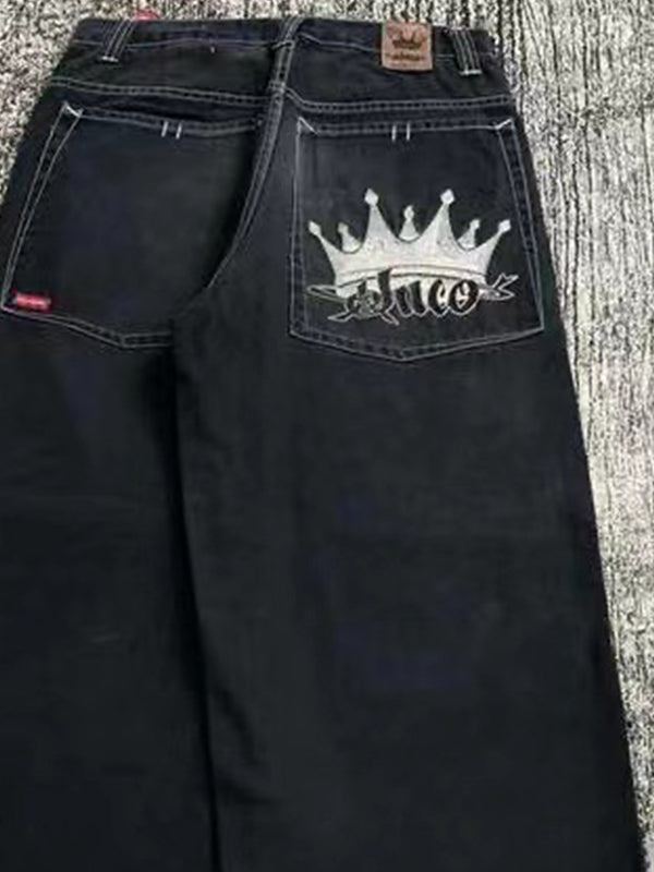Black 2000s Print Boyfriend Jeans