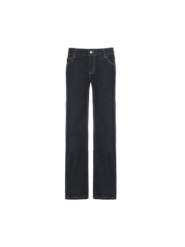 Blue Vintage Low Waist Boyfriend Jeans