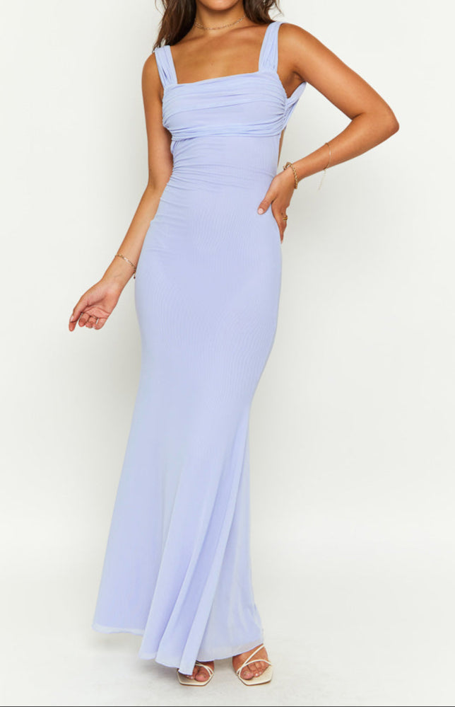 Liliana purple mesh maxi dress