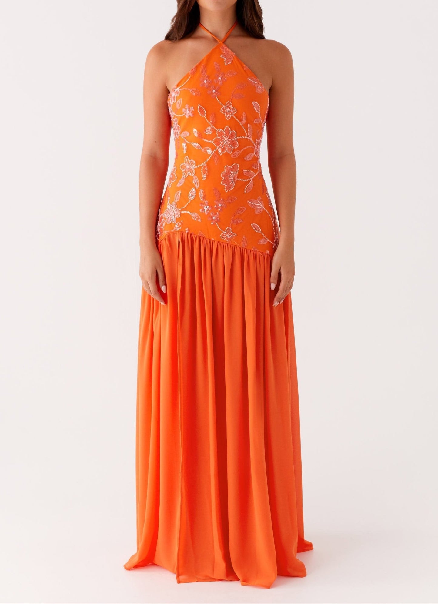 Agnella Pearl Maxi Dress – Orange