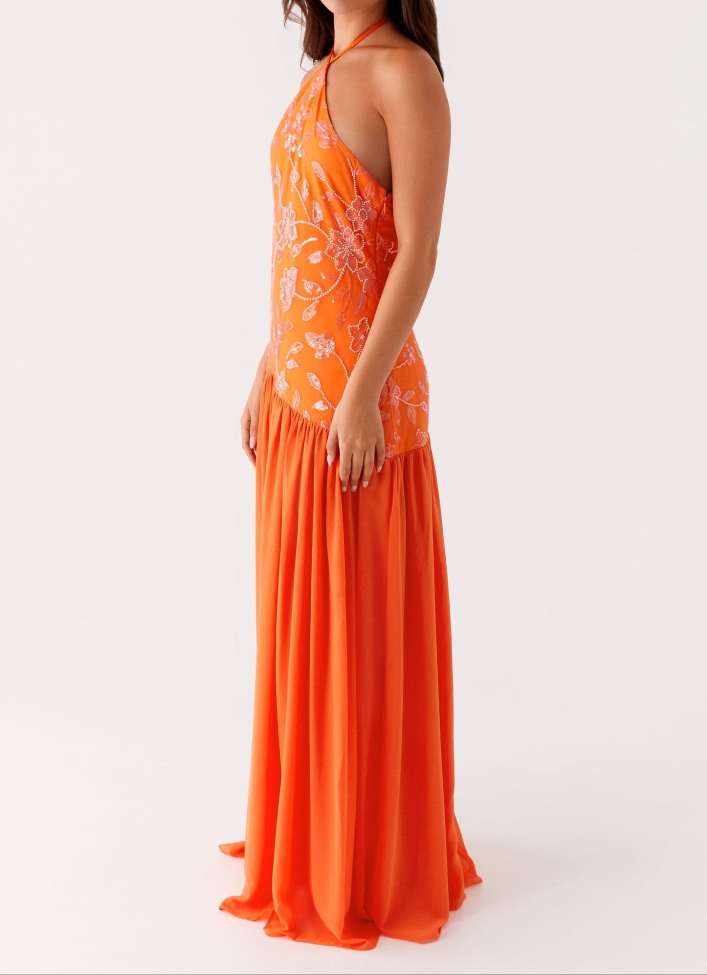 Agnella Pearl Maxi Dress – Orange
