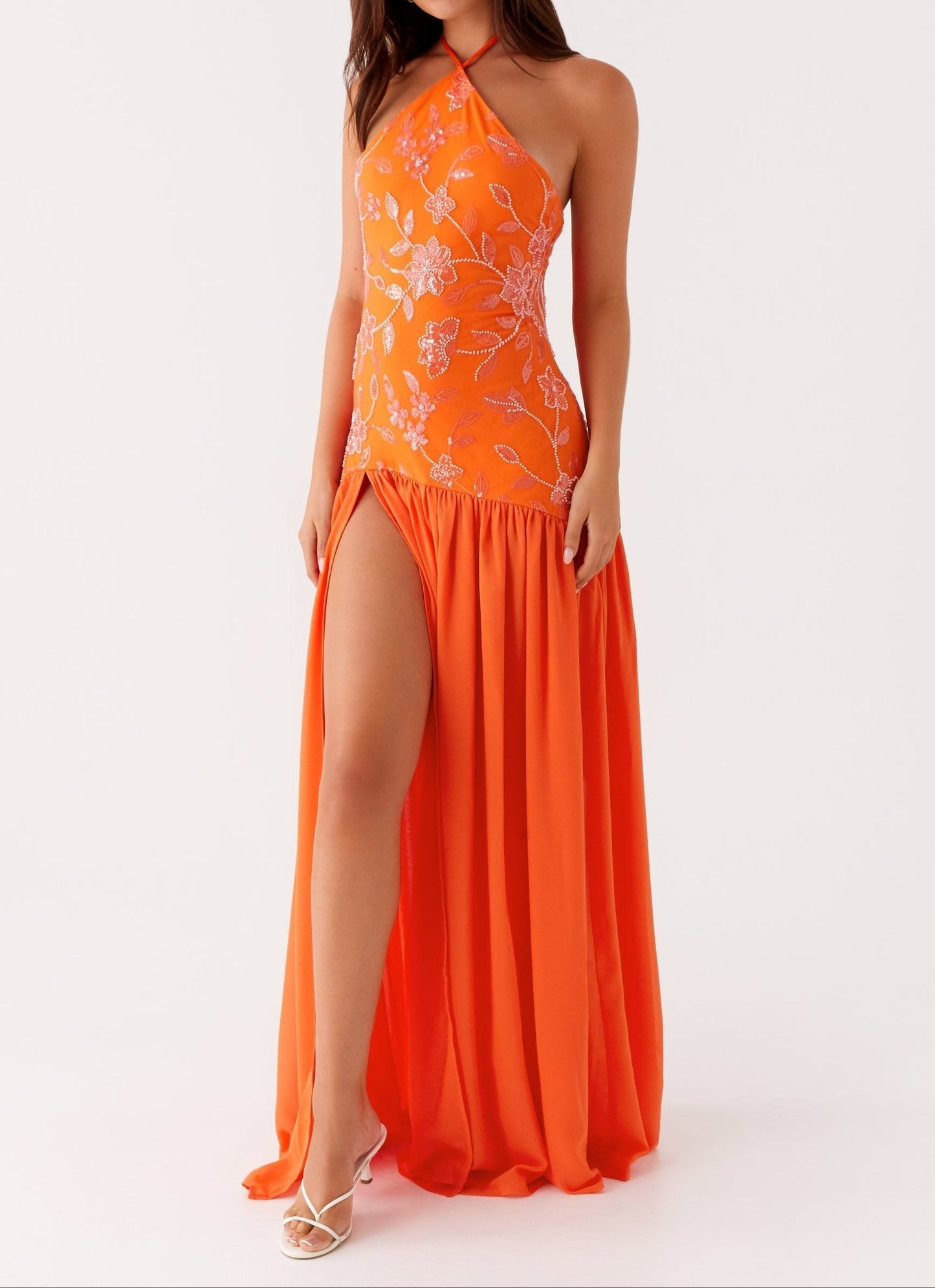 Agnella Pearl Maxi Dress – Orange