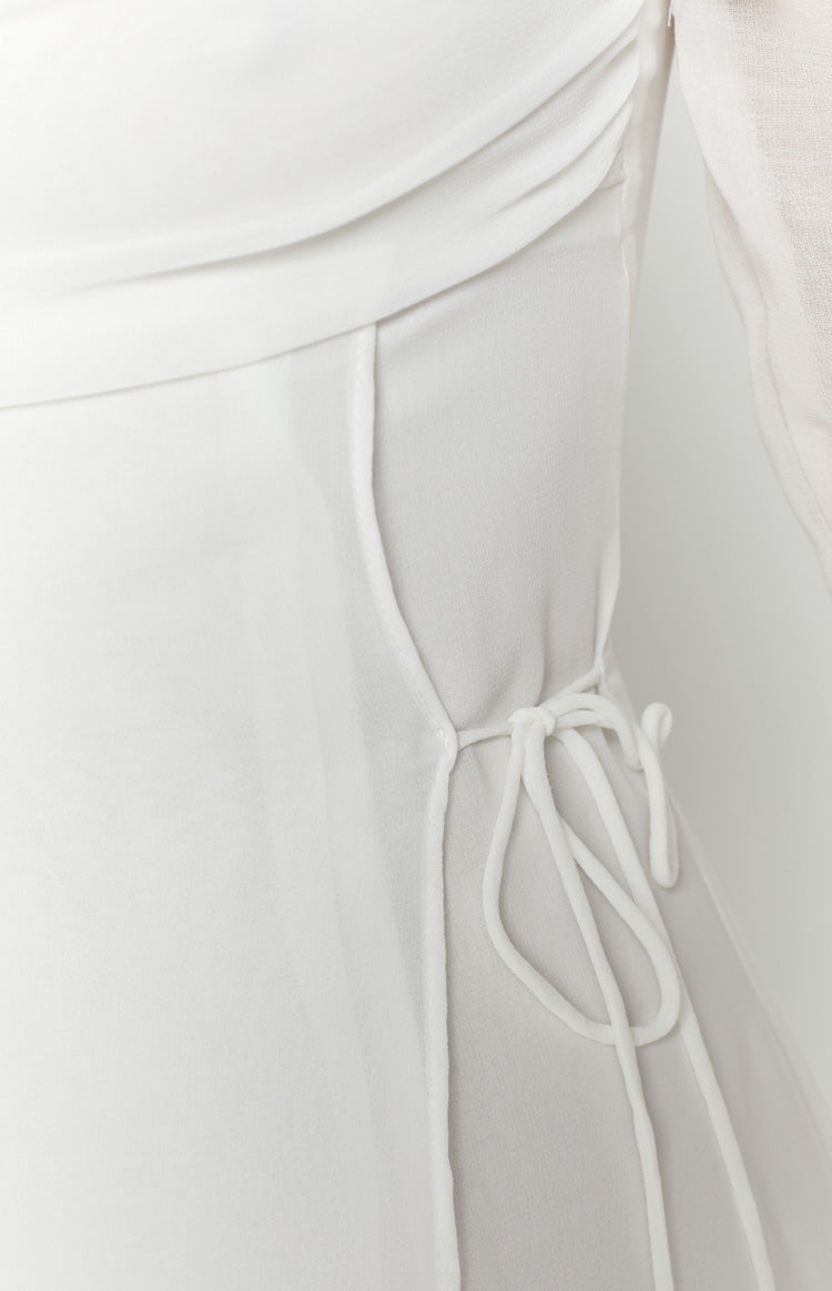 Roma white long-sleeved mini dress