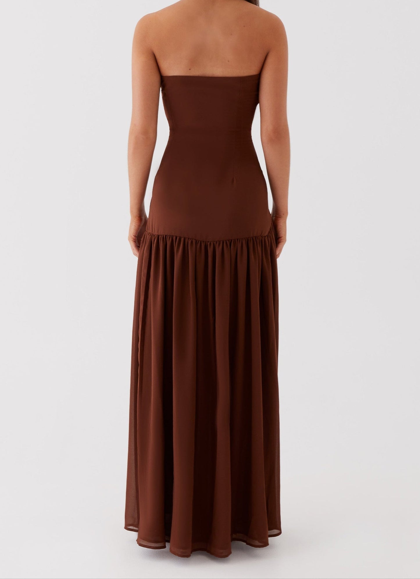 Gioconda Trägerloses Maxikleid – Braun