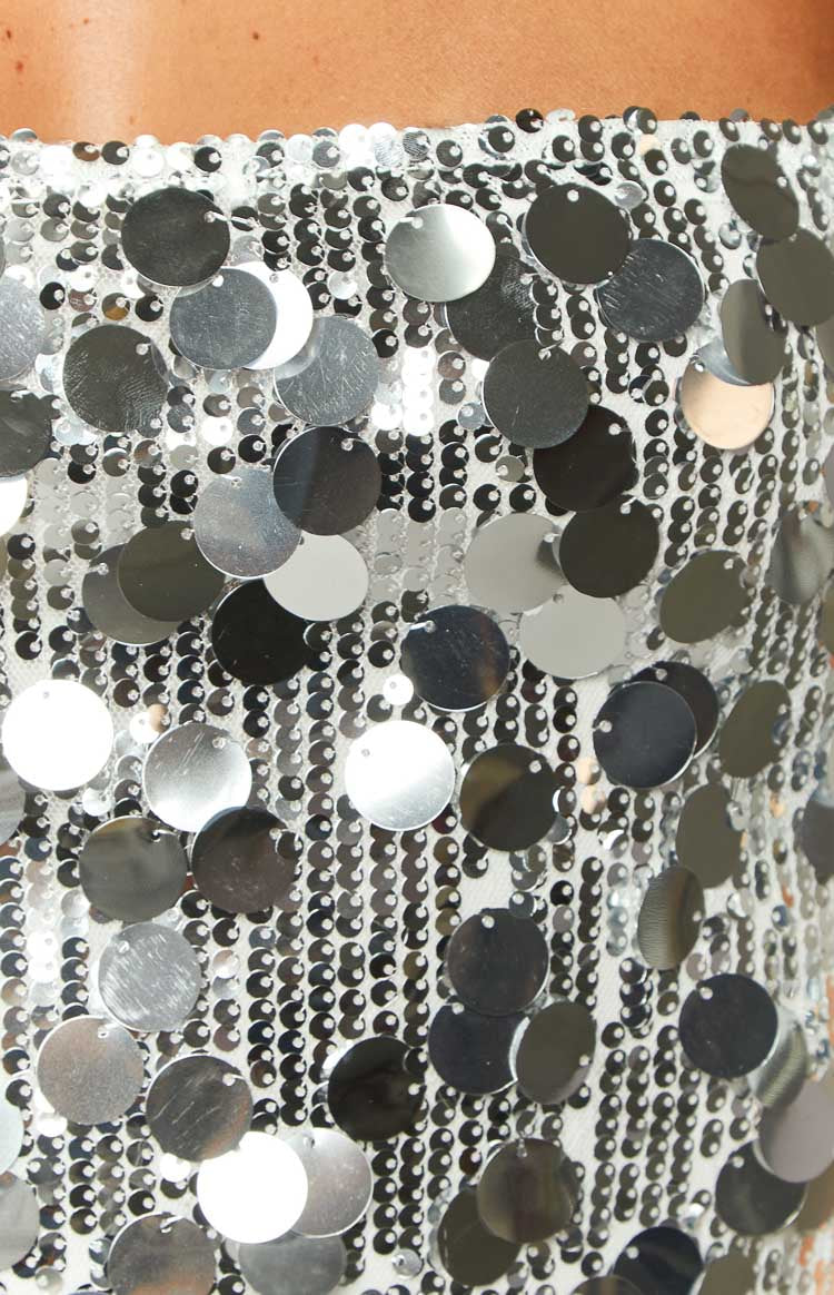 Laguna mini dress in silver with glitter