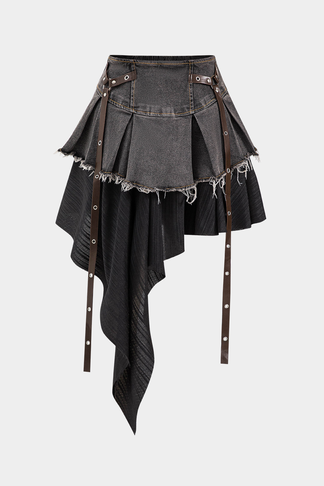 Vintage patchwork denim high waist skirt
