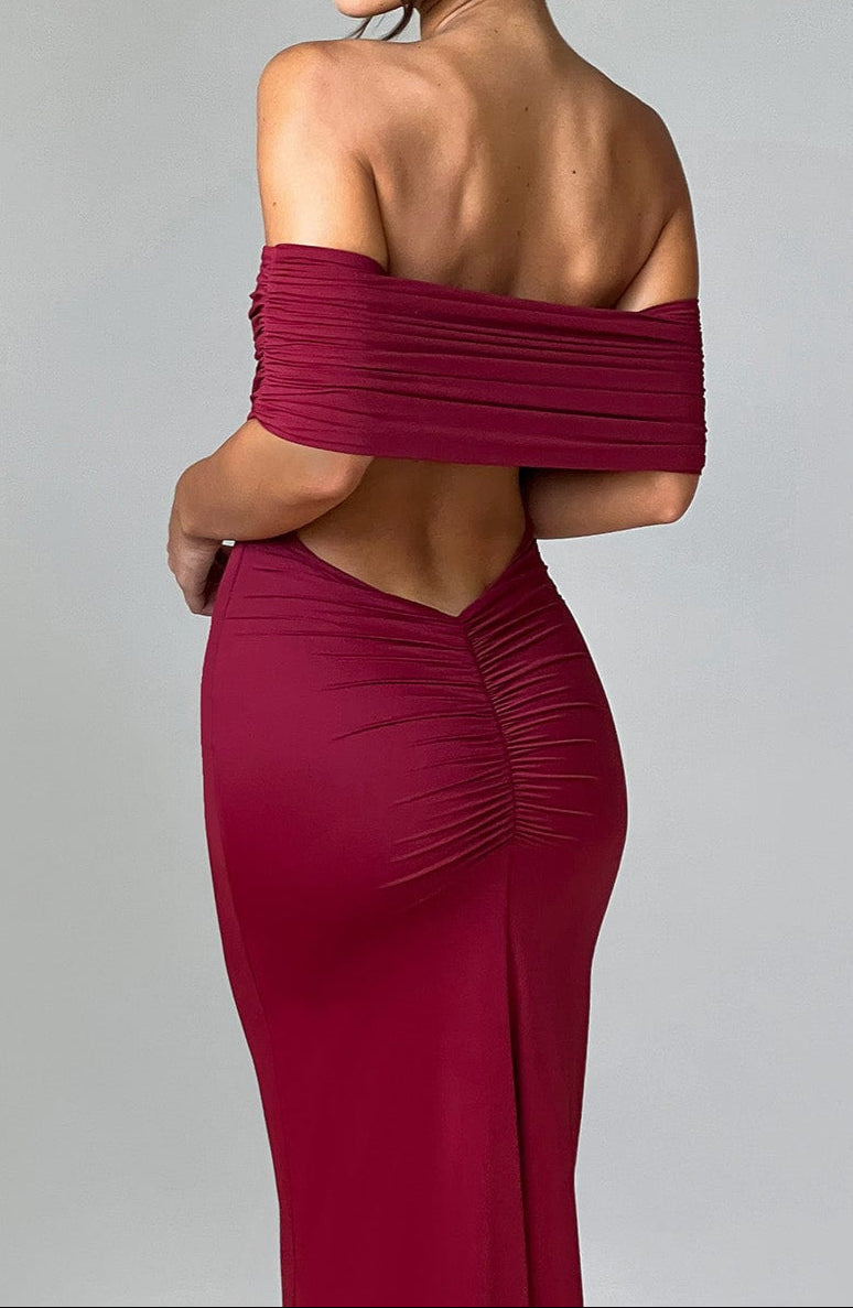 Mariella Maxi Dress – Burgundy