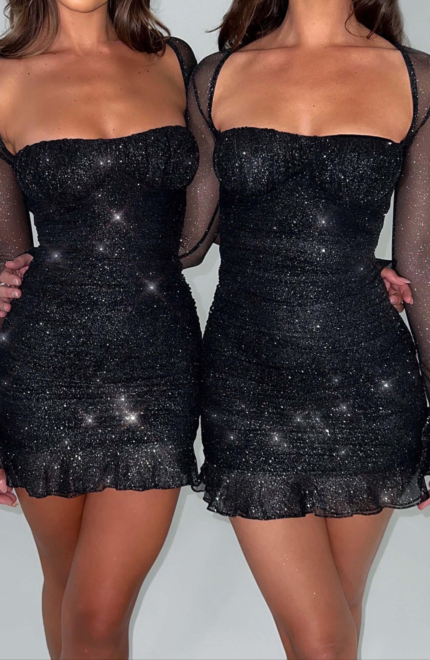 Lucia Mini Dress - Black Glitter