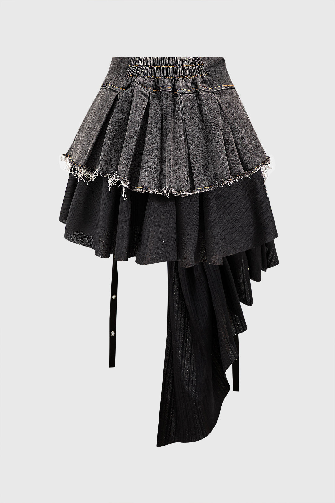 Vintage patchwork denim high waist skirt