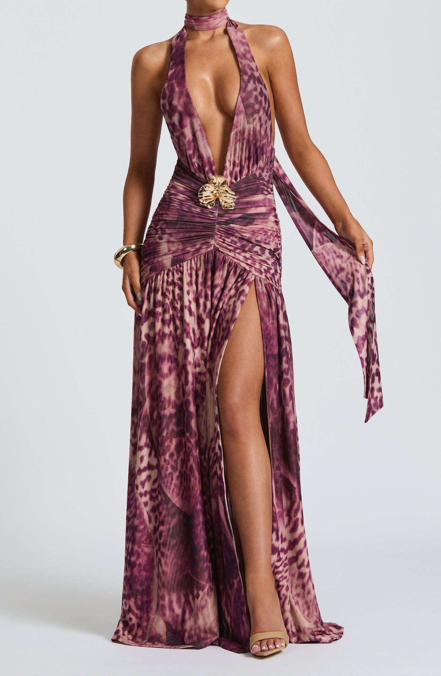 Pink Maxi Dress – Magenta Orchid Print