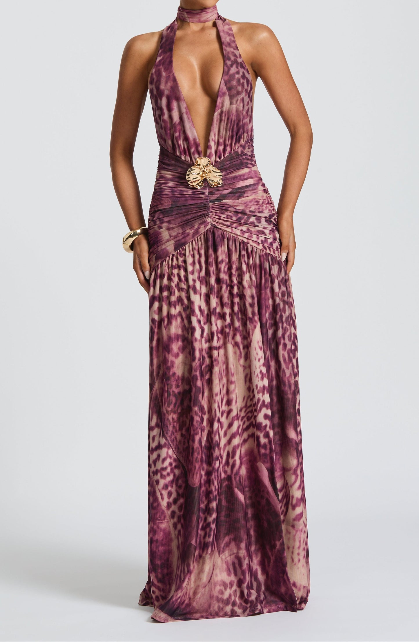 Pink Maxi Dress – Magenta Orchid Print