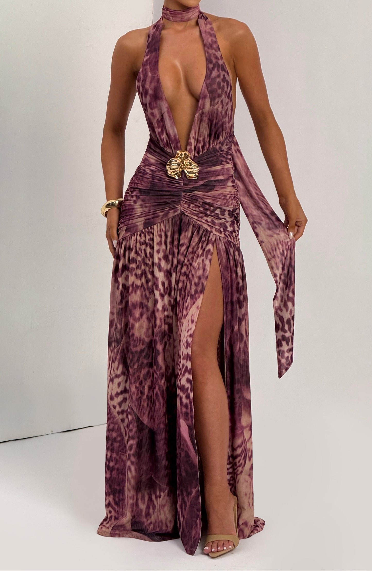 Pink Maxi Dress – Magenta Orchid Print