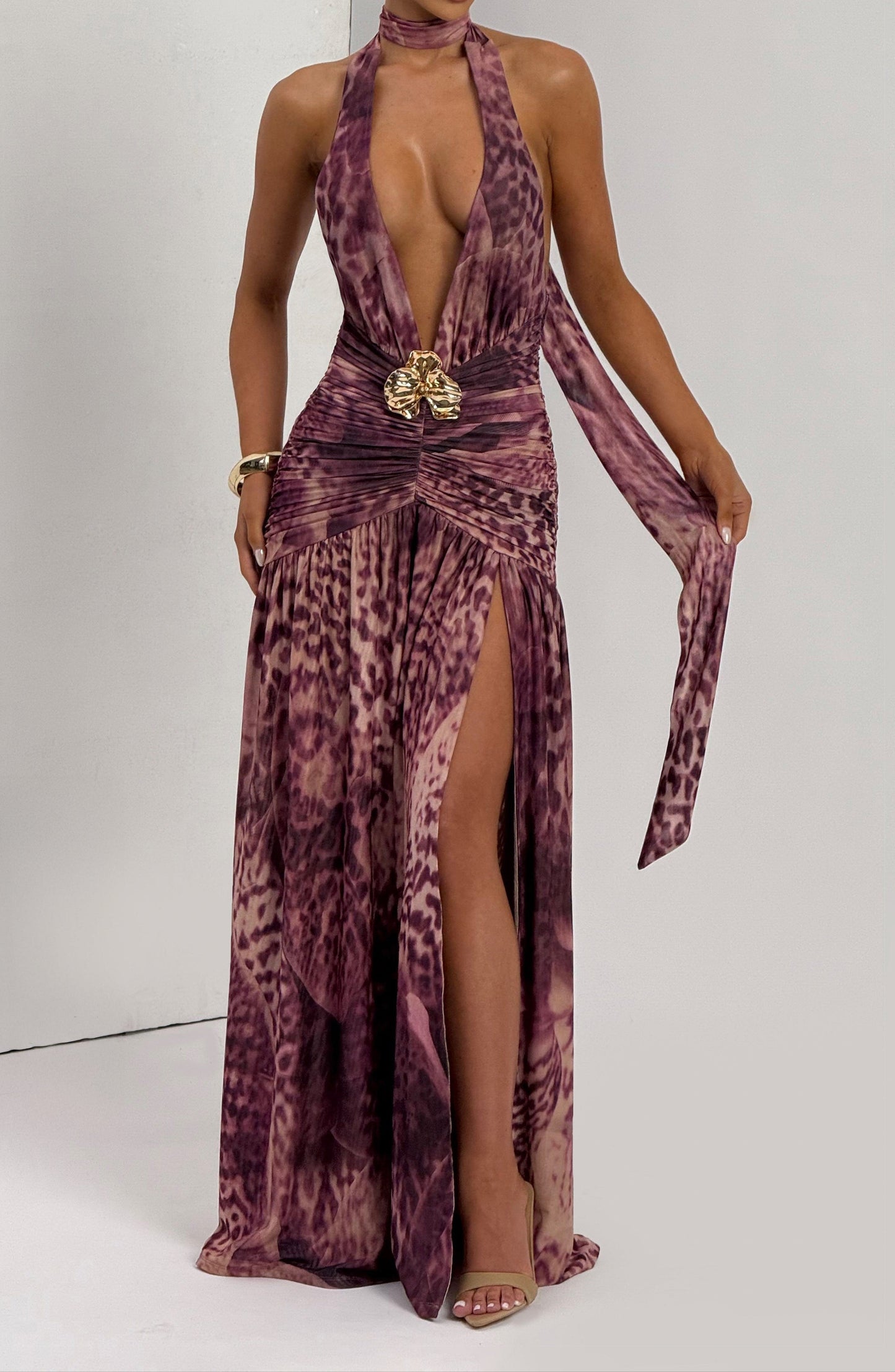 Pink Maxi Dress – Magenta Orchid Print