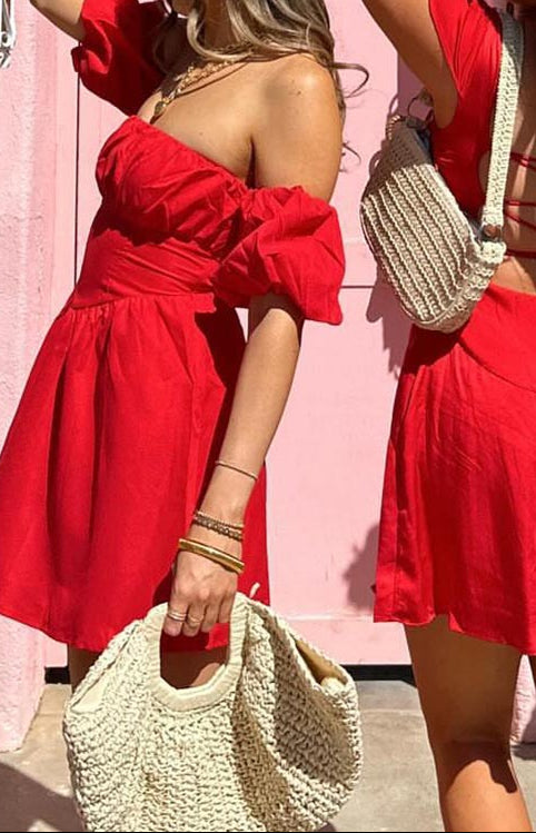 Graziella Red Off-the-Shoulder Mini Dress