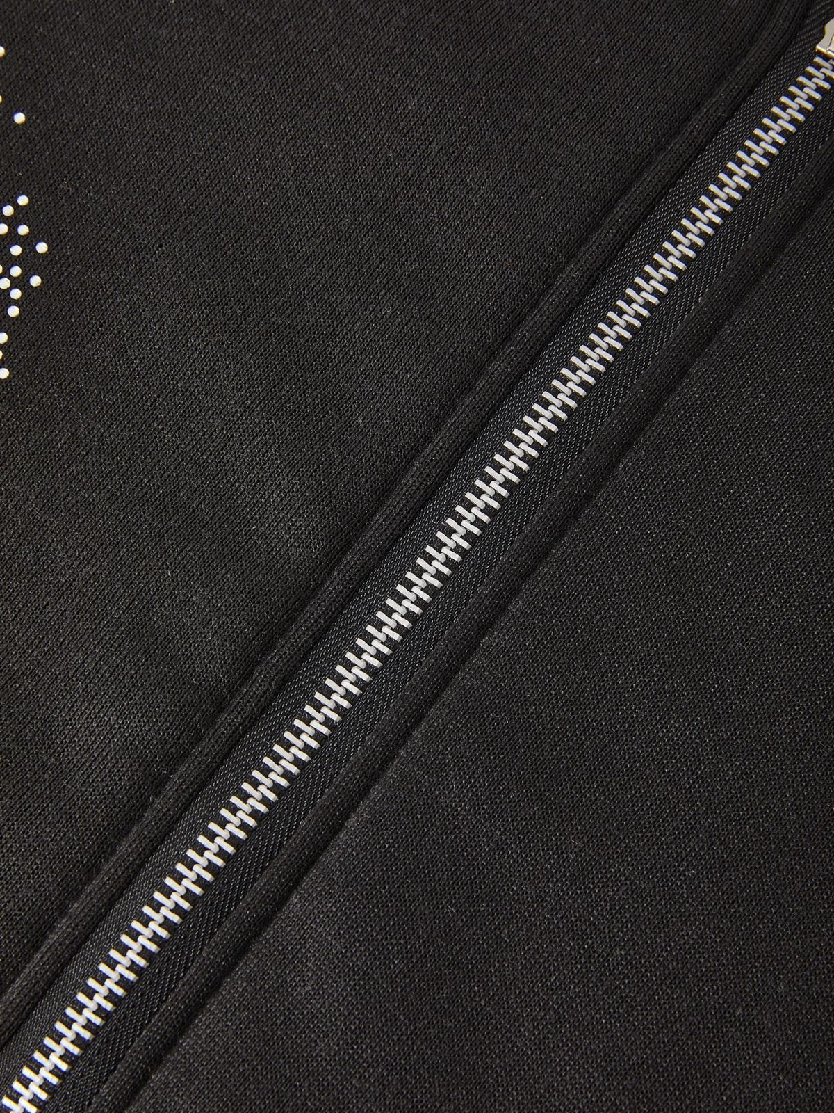 Zip up hoodie with rhinestone cross pattern