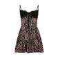 Brown Y2k strappy leopard lace dress