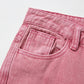 Pink Y2K Multi Pocket Ripped Cargo Jeans with Faded Effect