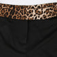 Leopard splice flared trousers with elastic waistband