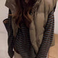 Y2K Coffee Colored Hooded Knit Sweater with Stripes and Lace-Up