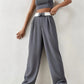 Contrast Color Vintage Off Shoulder Bandeau Top &amp; Pants Two Piece Set 