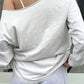 White Y2K Plus Size One Shoulder Long Sleeve Shirt