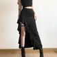 Black High Waist Irregular Split Goth Skirt