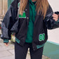 Retro Black Oversize Logo Varsity Jacket