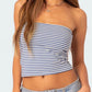 Mehrfarbiges Y2k Gestreiftes Slim Fit Bauchfreies Bandeau Top