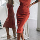 Vicenza Rust Slip Midi Dress