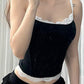 Contrast Black Cami Top with Lace Trim