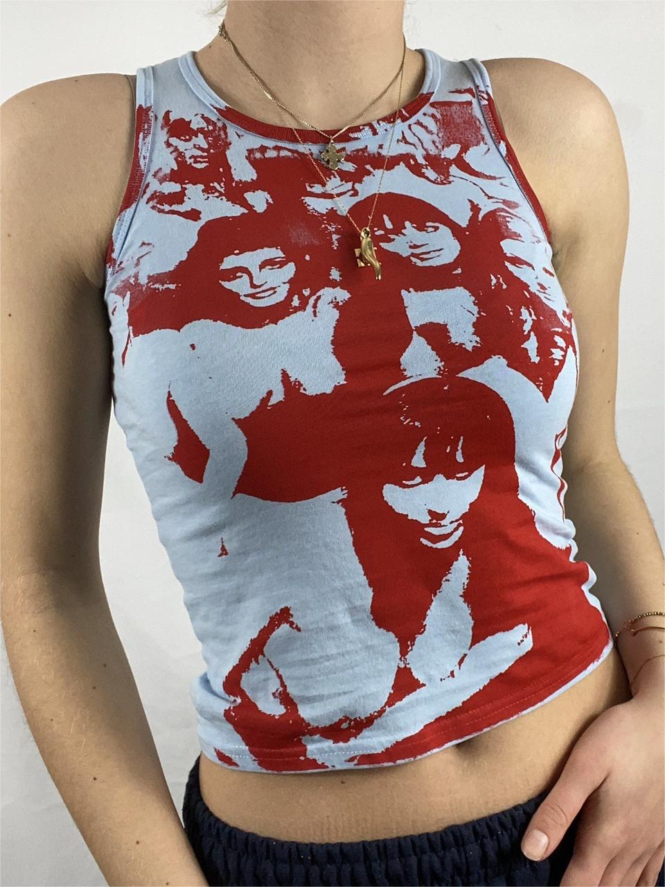 Crop tank top with vintage girl graphic