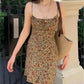 Slip mini dress with lace and floral print
