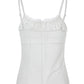 White chiffon cami top with lacing and lace