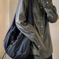 Large Nylon Drawstring Shoulder Bag Black