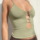 Crop cami top with O-ring neckline