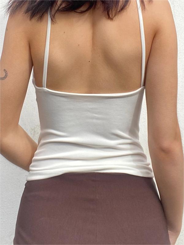 Crop cami top with O-ring neckline