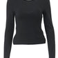 Black long sleeve top with backless slit