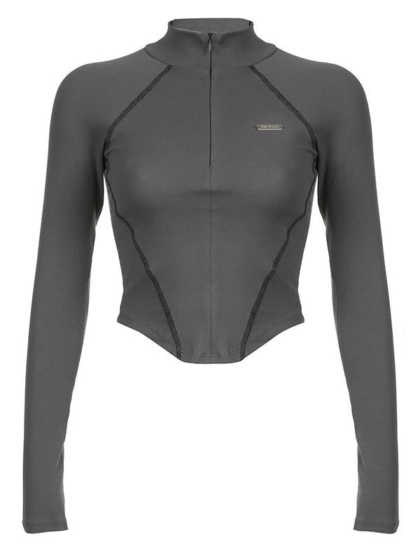 Cyberpunk long sleeve crop top with seam detail