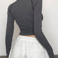 Cyberpunk long sleeve crop top with seam detail