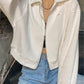 Crop jacket with zip in white or grey