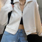 Crop jacket with zip in white or grey