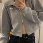 Crop jacket with zip in white or grey