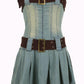 Strapless denim mini dress with a narrow belt