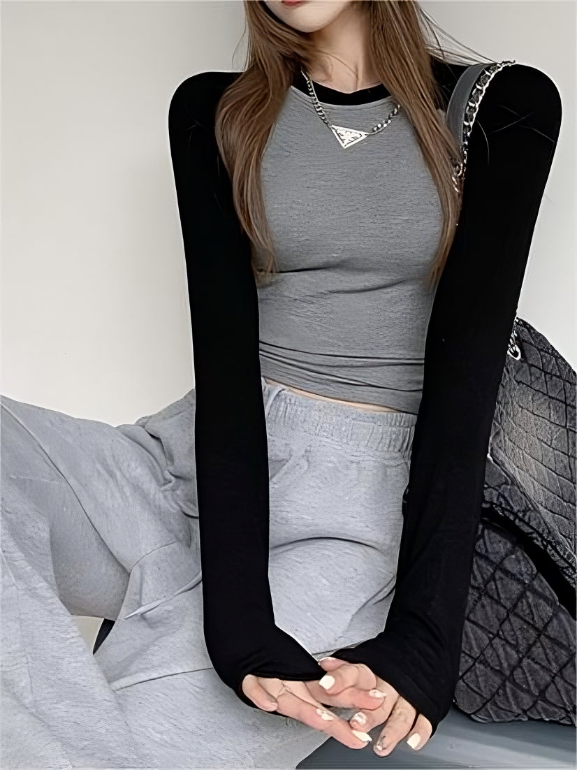 Raglan sleeve rib crop top