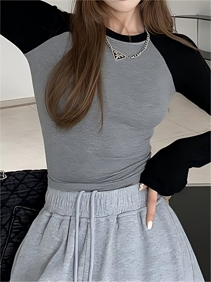 Raglan sleeve rib crop top