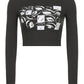 Vintage Eye Graphic Long Sleeve Crop Top