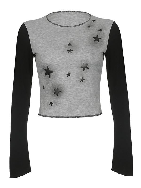 Vintage Star Long Sleeve Crop Top