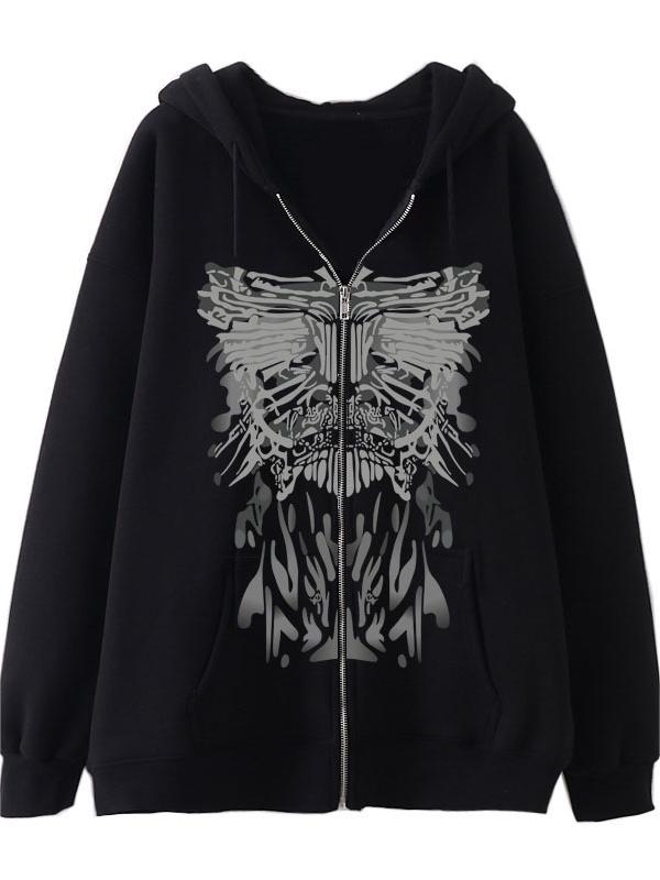 Printed zip-up hoodie