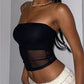 Black Paneled Mesh Bandeau Top