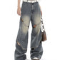 Deconstructed Faded Baggy Boyfriend Jeans